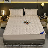NNEAGS Beige 183cm Wide Mattress Cover Thick Quilted Stretchable Bed Spread Sheet Protector with Pillow Covers