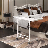 NNEAGS 40x80cm White Bedside Table Movable Bedroom Desk Student Computer Table