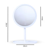 NNEAGS 26cm White Round Smart LED Makeup Bedroom Table Vanity Mirror Tricolor Adjustable Light