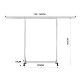 NNEAGS 240cm Stainless Steel Floor-Standing Clothes Rack - Durable and Space-Saving Laundry Organizer