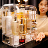 NNEAGS Transparent Cosmetic Storage Box Clear Makeup Skincare Holder with Lid Drawers Waterproof  Dustproof Organiser