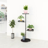 NNEAGS 2X 3 Tier Black Round Plant Stand Flowerpot Tray Display Living Room Balcony Metal Decorative Shelf