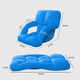 NNEAGS 4X Foldable Lounge Cushion Adjustable Floor Lazy Recliner Chair with Armrest Blue