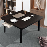 NNEAGS Black Portable Floor Table Small Square Space-Saving Mini Desk Home Decor