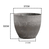 NNEAGS 2X 32cm Rock Grey Round Resin Plant Flower Pot in Cement Pattern Planter Cachepot for Indoor Home Office