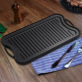 NNEAGS 2X 50.8cm Cast Iron Ridged Griddle Hot Plate Grill Pan BBQ Stovetop