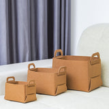 NNEAGS 2X Medium Coffee Foldable Felt Storage Portable Collapsible Bag Home Office Foldable Organiser with Carry Handles