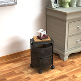 NNEAGS 2 Tier Steel Round Rotating Kitchen Cart Multi-Functional Shelves Portable Storage Organizer with Wheels