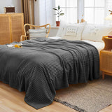 NNEAGS GreyThrow Blanket Warm Cozy Striped Pattern Thin Flannel Coverlet Fleece Bed Sofa Comforter