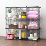 NNEAGS 2X Black Portable 9-Cube Storage Organiser Foldable DIY Modular Grid Space Saving Shelf