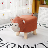 NNEAGS Orange Children Bench Monkey Character Round Ottoman Stool Soft Small Comfy Seat Home Decor