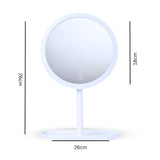 NNEAGS 26cm White Round Smart LED Makeup Bedroom Table Vanity Mirror Tricolor w/ 5x Magnification