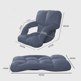 NNEAGS 2X Foldable Lounge Cushion Adjustable Floor Lazy Recliner Chair with Armrest Grey