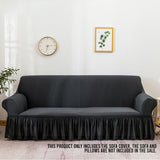 NNEAGS 3-Seater Dark Grey Sofa Cover with Ruffled Skirt Couch Protector High Stretch Lounge Slipcover Home Decor