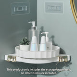 NNEAGS White 360 Degree Wall-Mounted Rotating Bathroom Organiser Corner Vanity Rack Toilet Adhesive Storage Shelf