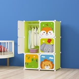 NNEAGS 6 Cubes Animal Design Portable Wardrobe Divide-Grid Modular Storage Organiser Foldable Closet