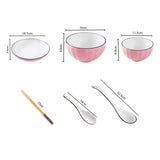 NNEAGS Pink Japanese Style Ceramic Dinnerware Crockery Soup Bowl Plate Server Kitchen Home Decor Set of 5
