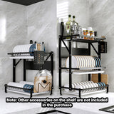 NNEAGS 2X 2 Tier Steel Black Kitchen Countertop Drying Dish Rack Plate Cutlery Cutting Board Holder Dish Drainer Kitchen Organiser