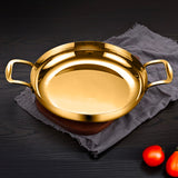 NNEAGS 36cm Flat Base Seafood Dry Pot in Elegant Gold Color with Durable for Kitchen Essential