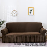 NNEAGS 4-Seater Coffee Sofa Cover with Ruffled Skirt Couch Protector High Stretch Lounge Slipcover Home Decor
