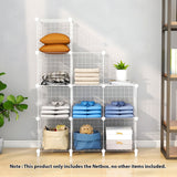 NNEAGS 2X White Portable 9-Cube 3 Column Storage Organiser Foldable DIY Modular Grid Space Saving Shelf 149cm