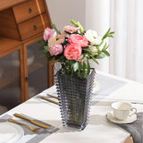 NNEAGS 22cm Modern Gray Ceramic Glass Vase Home Decor