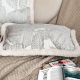 NNEAGS 2X 35cm Wabi-sabi Rectangular Raised Embroidery Leaf & Lumbar Throw Pillow