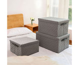 NNEAGS 2X Extra Large Grey Non-Woven Diamond Quilt Grid Fabric Storage/Organizer Box