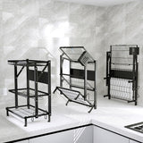 NNEAGS 2X 2 Tier Steel Black Kitchen Countertop Drying Dish Rack Plate Cutlery Cutting Board Holder Dish Drainer Kitchen Organiser