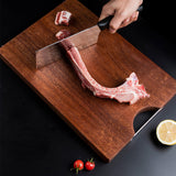 NNEAGS 50cm Rectangular Wooden Ebony Butcher Block Non-slip Chopping Food Serving Tray Charcuterie Board