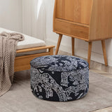 NNEAGS 50x30CM Black Round Soft Pouffe Seat Cushion Elegant Home Accent D?cor Stylish Footstool