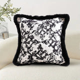 NNEAGS 2X 45cm Vintage Black Herringbone Pillowcase Set & Square Throw Pillow