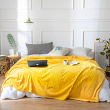 NNEAGS 2X Yellow Throw Blanket Warm Cozy Striped Pattern Thin Flannel Coverlet Fleece Bed Sofa Comforter