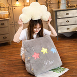 NNEAGS 2X Grey Cute Cloud Cushion Soft Leaning Lumbar Wedge Pillow Bedside Plush Home Decor