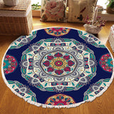 NNEAGS 90cm Round Rug Bohemian Circle Area Rug with Bohemian Geometric Pattern, Anti-slip Doormat, Home Decor