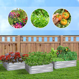 NNEAGS 2X 120cm Rectangle Galvanised Raised Garden Bed Vegetable Herb Flower Outdoor Planter Box