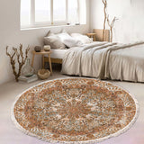 NNEAGS 120cm Mandala Pattern Circle Area Rugs for Living Room Lounge, Anti-slip Doormat, Home Decor