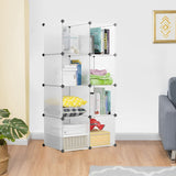 NNEAGS 2X 8-Cube Transparent Shelf Box Portable Cubby DIY Storage Shelves Modular Closet Organiser