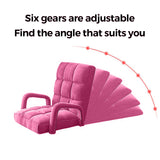 NNEAGS 4X Foldable Lounge Cushion Adjustable Floor Lazy Recliner Chair with Armrest Pink