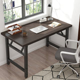 NNEAGS 120x60cm Walnut Foldable Computer Study Table Easy Assembly Desk No Chair