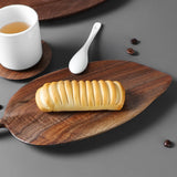 NNEAGS Set of 2 Walnut Leaf Shape Wooden Tray Food Charcuterie Serving Board Paddle Centerpiece Home Decor