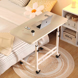 NNEAGS 2X 40x80cm White Maple Bedside Table Movable Bedroom Desk Student Computer Table