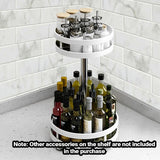 NNEAGS 2 Tier Steel White Round Rotating Multi-Function Kitchen Portable Storage Spice Seasoning Kitchen Countertop Organiser Shelf
