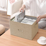 NNEAGS Beige Small Foldable Canvas Storage Box Cube Clothes Basket Organiser Home Decorative Box