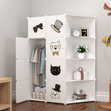 NNEAGS 10 Cubes White Portable Wardrobe Divide-Grid Modular Storage Organiser Foldable Closet with Doors