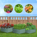 NNEAGS 60cm Hexagon Shape Galvanised Raised Garden Bed Vegetable Herb Flower Outdoor Planter Box