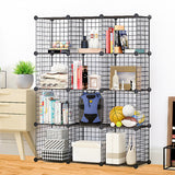 NNEAGS 2X Black Portable 12-Cube Storage Organiser Foldable DIY Modular Grid Space Saving Shelf