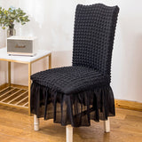 NNEAGS 2X Black Chair Cover Seat Protector with Ruffle Skirt Stretch Slipcover Wedding Party Home Decor