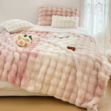 NNEAGS 2X 200cm Light Pink Fur Fuzzy Super Soft and Cozy Fluffy Throw Blanket