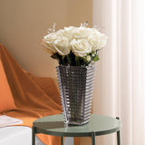 NNEAGS 22cm Modern Gray Ceramic Glass Vase Home Decor
